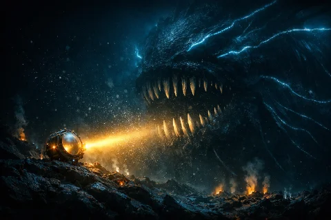 The Abyssal Trench: Outline of a Submarine Crew Tracking a Ghost Silhouette