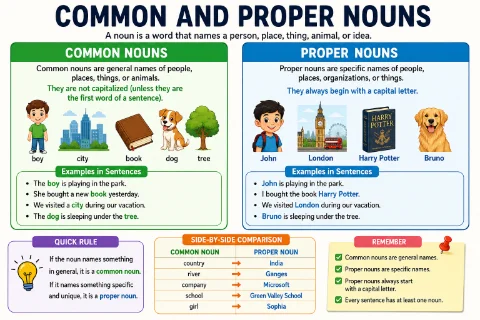Common and Proper Nouns: Simple Guide with Examples